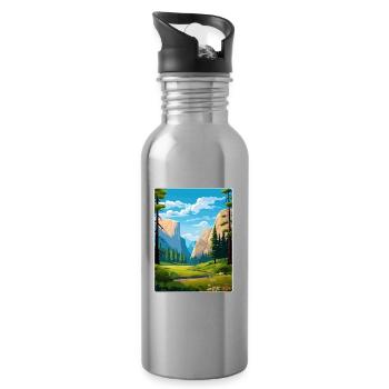 Parc national de Yosemite Affiche de voyage Souvenir WPA - Gourde avec paille intégrée - argent clair - Droite