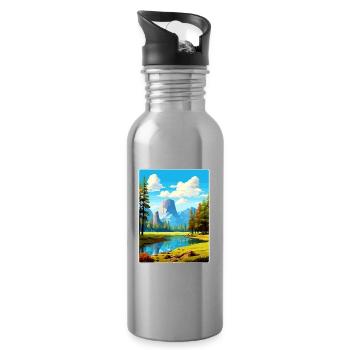 Parc national de Yosemite Affiche de voyage Souvenir WPA - Gourde avec paille intégrée - argent clair - Droite