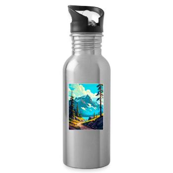 Affiche de voyage du parc national Souvenir WPA - Gourde avec paille intégrée - argent clair - Droite