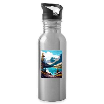 Glacier National Park Travel Poster Souvenir WPA - Water bottle with straw - silver - Right