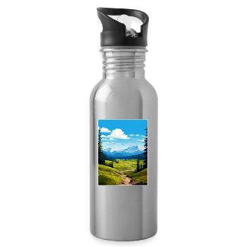 Parc national d’Olympi Affiche de voyage Souvenir WPA - Gourde avec paille intégrée - argent clair - Droite