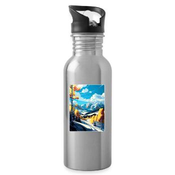 Aspen Ski Resort Colorado Reiseposter Souvenir - Trinkflasche mit integriertem Trinkhalm - Lightsilver - Rechts