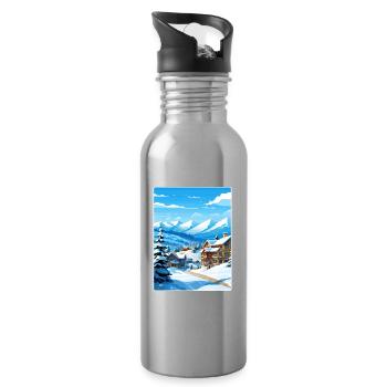Vail Ski Resort Skifahren Reise Poster Souvenir WPA - Trinkflasche mit integriertem Trinkhalm - Lightsilver - Rechts