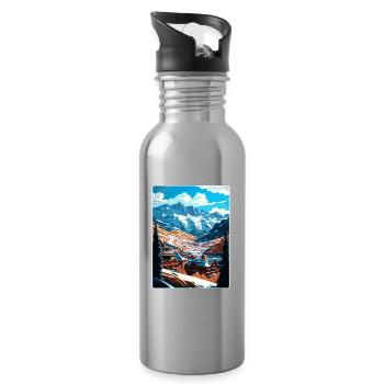 Telluride Ski Colorado Reise Poster Souvenir WPA - Trinkflasche mit integriertem Trinkhalm - Lightsilver - Rechts