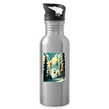 Vail Ski Resort Skifahren Reise Poster Souvenir WPA - Trinkflasche mit integriertem Trinkhalm - Lightsilver - Rechts