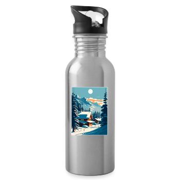 Kitzbuhel Ski Austria Travel Poster Souvenir WPA - Water bottle with straw - silver - Right