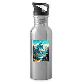 Alpes bavaroises Allemagne Affiche de voyage Souvenir WPA - Gourde avec paille intégrée - argent clair - Droite