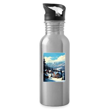 Breckenridge Ski Reise Poster Souvenir Farbe WPA - Trinkflasche mit integriertem Trinkhalm - Lightsilver - Rechts