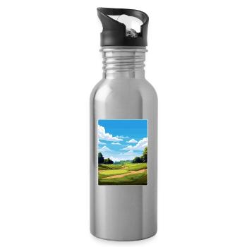 Shinnecock Hills Golfplatz Reise Posterkarte - Trinkflasche mit integriertem Trinkhalm - Lightsilver - Rechts
