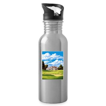 Die Reiseposterkarte des Olympi Golf Club Course - Trinkflasche mit integriertem Trinkhalm - Lightsilver - Rechts