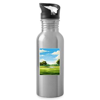 Olympi Fields Golf Club Reiseposter Souvenir - Trinkflasche mit integriertem Trinkhalm - Lightsilver - Rechts