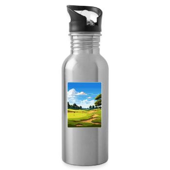 Olympi Fields Golf Club Reiseposter Souvenir - Trinkflasche mit integriertem Trinkhalm - Lightsilver - Rechts