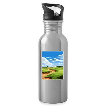 Erin Hills Golf Club Course Travel Poster Souvenir - Water bottle with straw - silver - Right