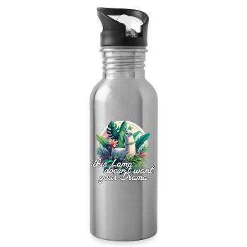 Llama Drama Positive Optimism Gift - Water bottle with straw - silver - Right