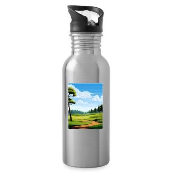 Shadow Creek Golfplatz Reiseposter Souvenir - Trinkflasche mit integriertem Trinkhalm - Lightsilver - Rechts