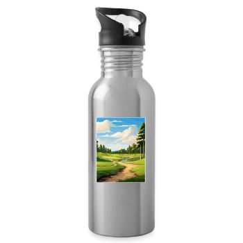 Shadow Creek Golfplatz Reiseposter Souvenir - Trinkflasche mit integriertem Trinkhalm - Lightsilver - Rechts