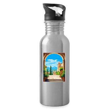 Pérouse Italie Affiche de voyage Peinture souvenir WPA - Gourde avec paille intégrée - argent clair - Droite