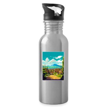 Pompeji Italien Reise Poster Souvenir Malerei WPA - Trinkflasche mit integriertem Trinkhalm - Lightsilver - Rechts