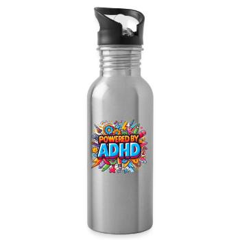 TDAH - Gourde avec paille intégrée - argent clair - Droite