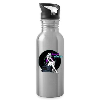 Vinyl Schallplatte Musik Frau Geschenk - Trinkflasche mit integriertem Trinkhalm - Lightsilver - Rechts