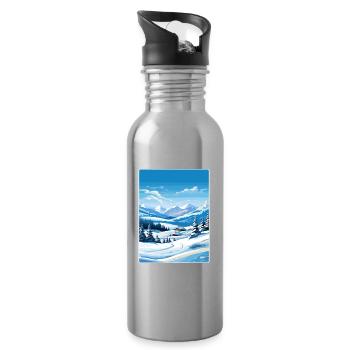 French Alps France Travel Poster Souvenir Paint WP - Water bottle with straw - silver - Right