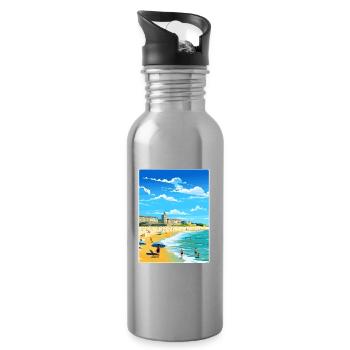 Biarritz Frankreich Reise Poster Souvenir Farbe WPA - Trinkflasche mit integriertem Trinkhalm - Lightsilver - Rechts