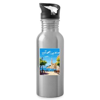 Triste Italien Reise Poster Souvenir Postkarte Farbe - Trinkflasche mit integriertem Trinkhalm - Lightsilver - Rechts