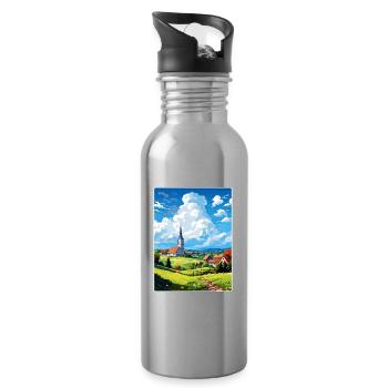 Odenwald Allemagne Affiche de voyage Peinture souvenir WPA - Gourde avec paille intégrée - argent clair - Droite