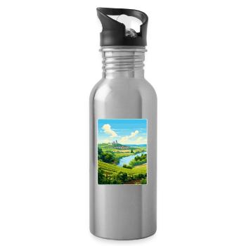 Vallée de la Loire France Affiche de voyage vintage souvenir - Gourde avec paille intégrée - argent clair - Droite