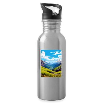 Stilfser Joch Italien Reise Poster Souvenir Malerei WPA - Trinkflasche mit integriertem Trinkhalm - Lightsilver - Rechts