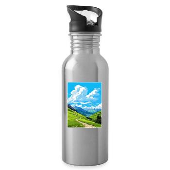 Stilfser Joch Italien Reise Poster Souvenir Malerei WPA - Trinkflasche mit integriertem Trinkhalm - Lightsilver - Rechts