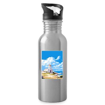 Délos Grèce Affiche de voyage Souvenir Carte Postale Peinture - Gourde avec paille intégrée - argent clair - Droite