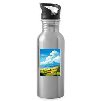 Mount Dirfi Griechenland Reiseposter Souvenir Farbe WP - Trinkflasche mit integriertem Trinkhalm - Lightsilver - Rechts