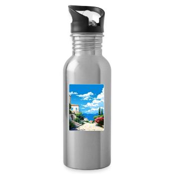 Preveza Griechenland Reise Poster Souvenir Malerei WPA - Trinkflasche mit integriertem Trinkhalm - Lightsilver - Rechts