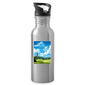 Hunsrück Deutschland Reise Poster Souvenir Farbe WPA - Trinkflasche mit integriertem Trinkhalm - Lightsilver - Rechts