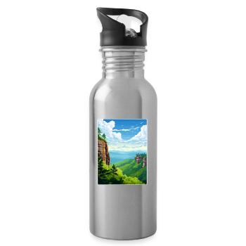 Elbsandsteingebirge Deutschland Reiseposter WPA - Trinkflasche mit integriertem Trinkhalm - Lightsilver - Rechts