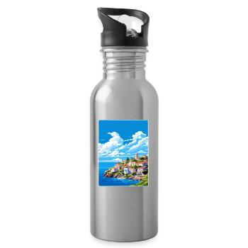 Île d’Alonissos Grèce Affiche de voyage Souvenir WPA - Gourde avec paille intégrée - argent clair - Droite