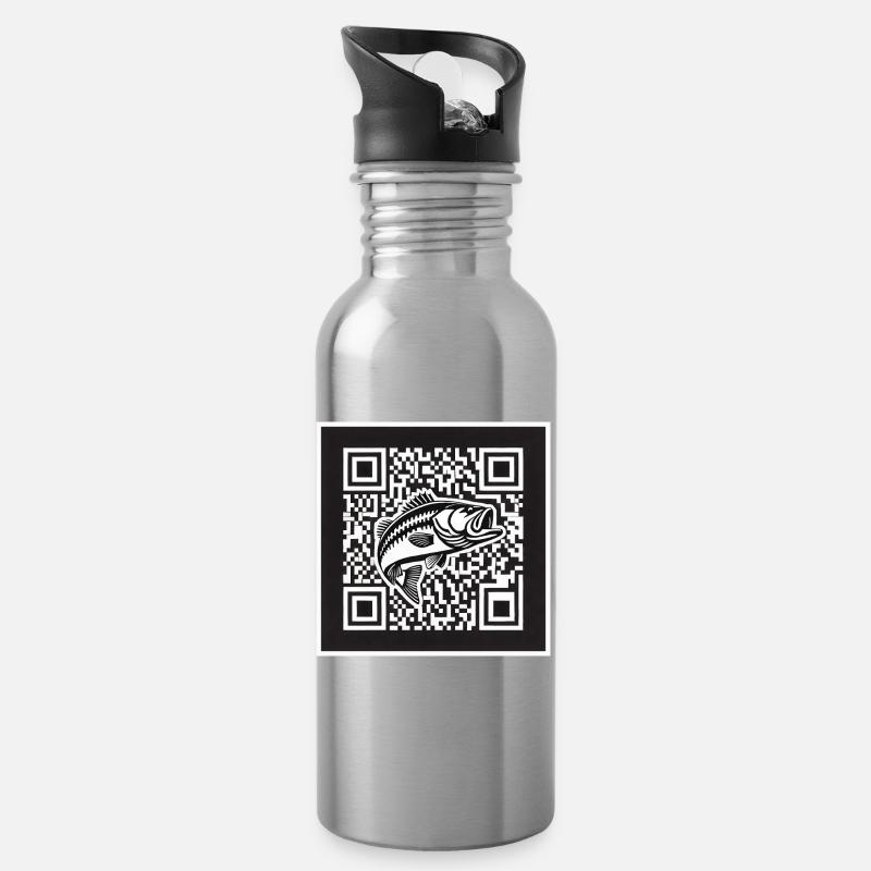 Design de code QR Perch - Gourde avec paille intégrée - argent clair