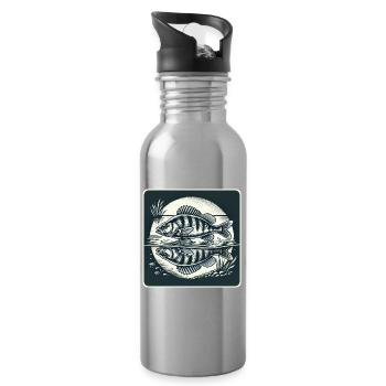 Perch natural angler design - Water bottle with straw - silver - Right