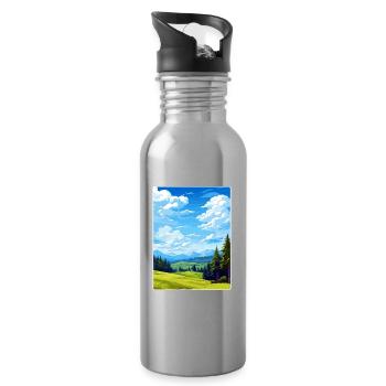 Black Forest Germany Travel Poster Souvenir WPA - Water bottle with straw - silver - Right