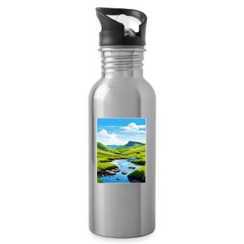 Peak District Vereinigtes Königreich Großbritannien Reiseplakat WPA - Trinkflasche mit integriertem Trinkhalm - Lightsilver - Rechts