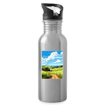 Lerryn Cornwall England Travel Poster Souvenir WPA - Water bottle with straw - silver - Right