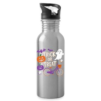 Halloween Fahrrad Süßes oder Saures Design - Trinkflasche mit integriertem Trinkhalm - Lightsilver - Rechts