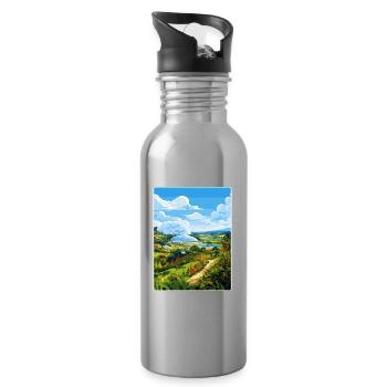 Eden Project England Travel Poster Souvenir WPA - Water bottle with straw - silver - Right