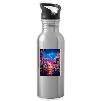 Las Vegas Nevada Reise Poster Souvenir Farbe WPA - Trinkflasche mit integriertem Trinkhalm - Lightsilver - Rechts