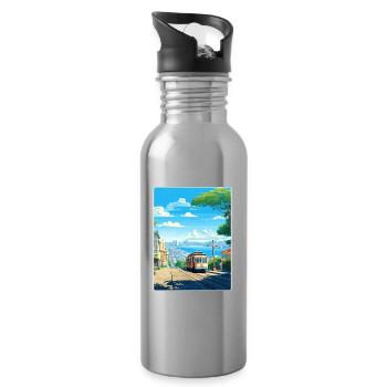 San Francisco Golden Gate Kalifornien Reiseposter - Trinkflasche mit integriertem Trinkhalm - Lightsilver - Rechts