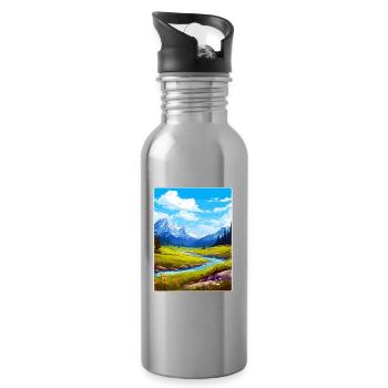 Glacier County Montana Travel Poster Souvenir WPA - Water bottle with straw - silver - Right