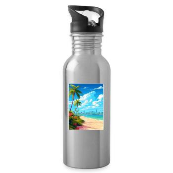 Miami Floride voyage affiche Souvenir peinture WPA - Gourde avec paille intégrée - argent clair - Droite