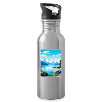 Glacier Bay National Park Alaska Travel Poster WPA - Water bottle with straw - silver - Right