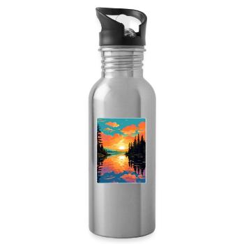 Lake Hubert Reise Poster Souvenir Postkarte Farbe - Trinkflasche mit integriertem Trinkhalm - Lightsilver - Rechts